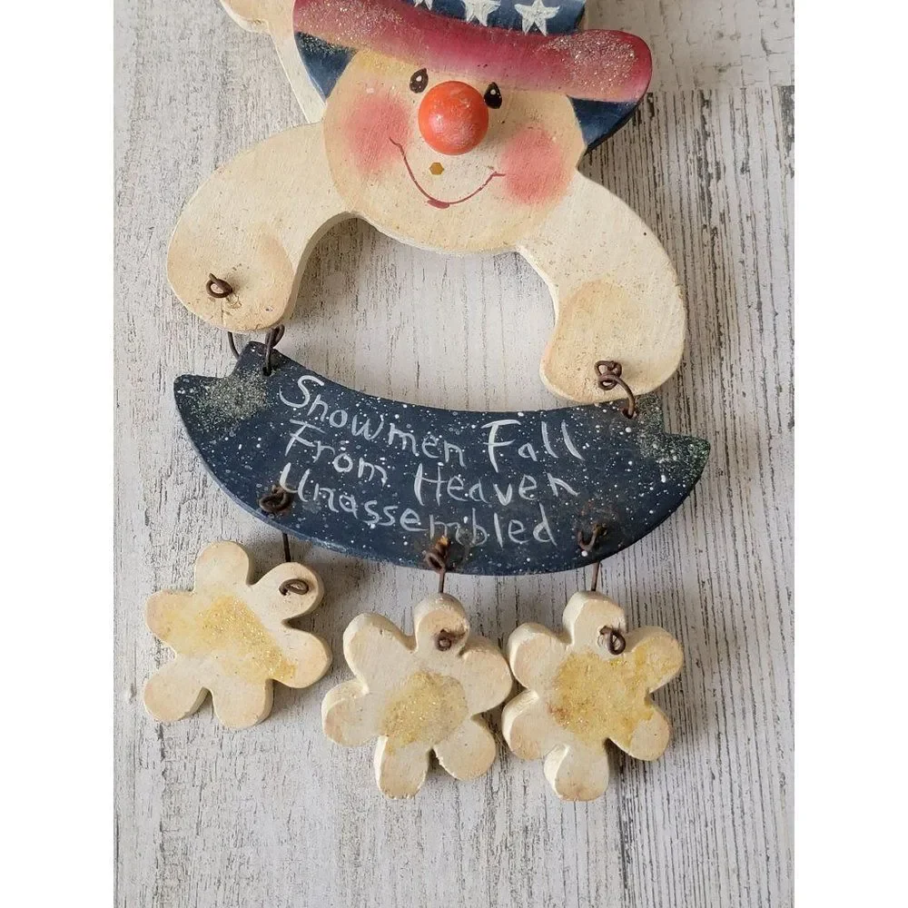 Snowman fall from Heaven wooden hanging wall‎ decor Xmas